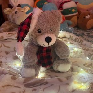 Brown Holiday 7" Bear 🐻 with Santa Hat New!